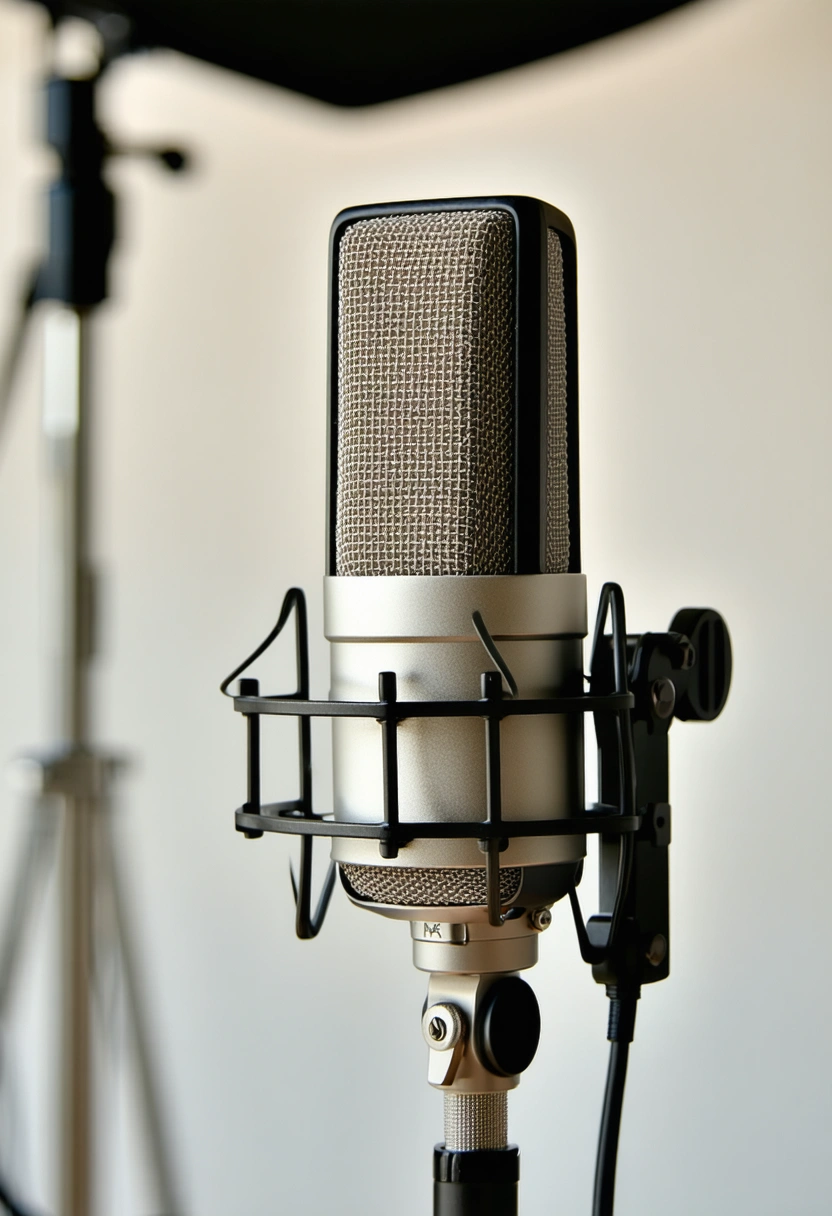 Professionelles Kondensatormikrofon im Aufnahme-Setup