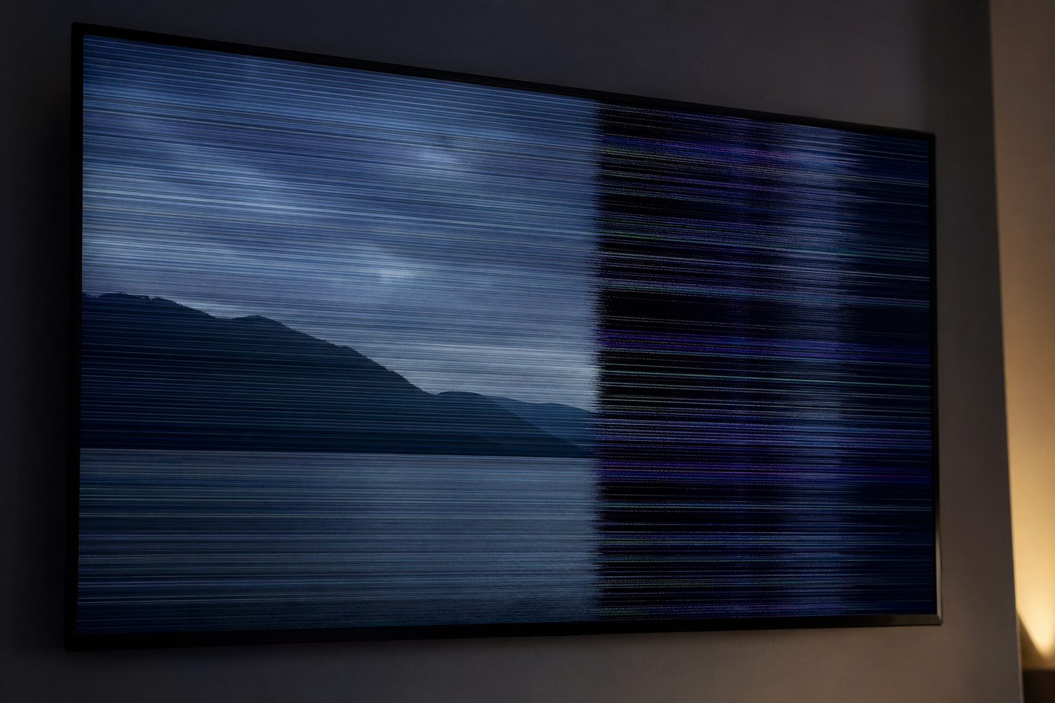 TV showing fault on screen